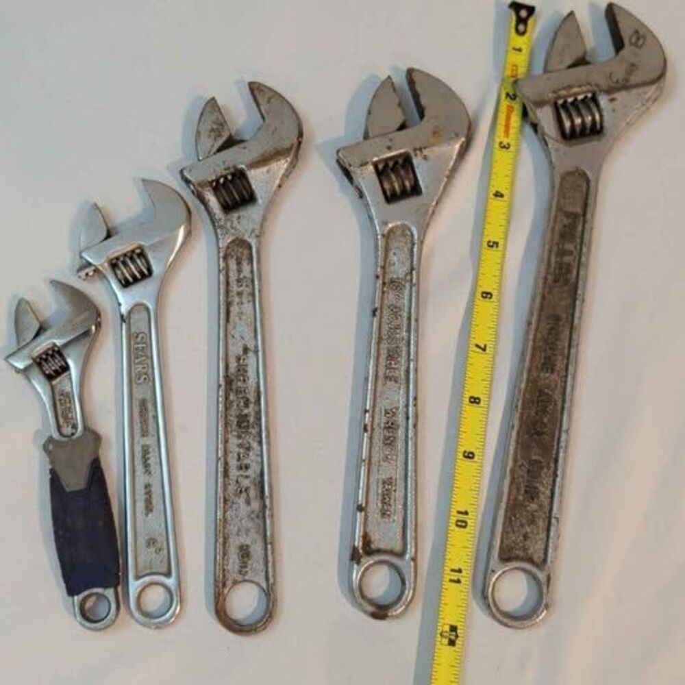 Vintage Adjustable Wrench Lot 5 Fuller Williams Superjustable Sears Kobalt 4-12"